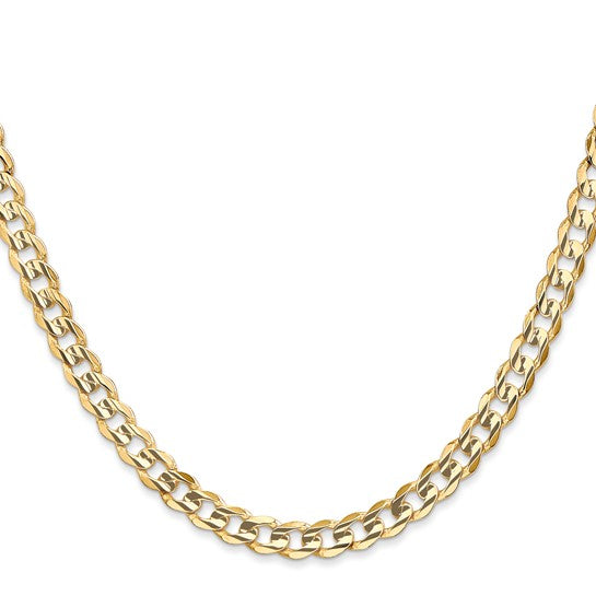 14KT YELLOW GOLD 5.25MM SOLID CONCAVE OPEN CURB CHAIN - 5 LENGTHS 16 Inch,18 Inch,20 Inch,22 Inch,24 Inch
