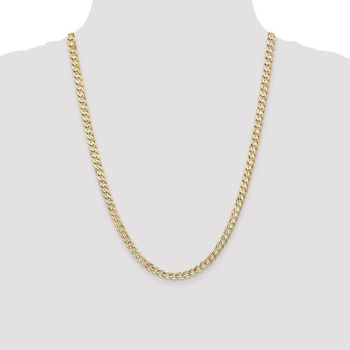 14KT YELLOW GOLD 5.25MM SOLID CONCAVE OPEN CURB CHAIN - 5 LENGTHS 16 Inch,18 Inch,20 Inch,22 Inch,24 Inch
