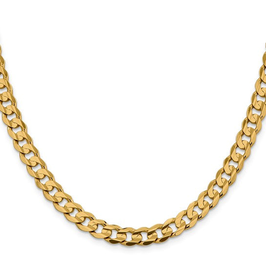 MEN'S 14KT YELLOW GOLD 7.5MM CONCAVE OPEN CURB CHAIN - 3 LENGTHS 20 Inch,22 Inch,24 Inch