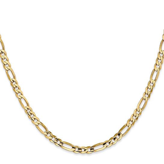 14KT YELLOW GOLD 4MM CONCAVE OPEN FIGARO CHAIN NECKLACE - 5 LENGTHS 16 Inch,18 Inch,20 Inch,24 Inch,30 Inch