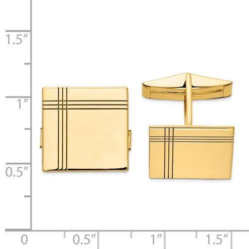 MEN'S 14KT YELLOW GOLD SQUARE CUFF LINKS