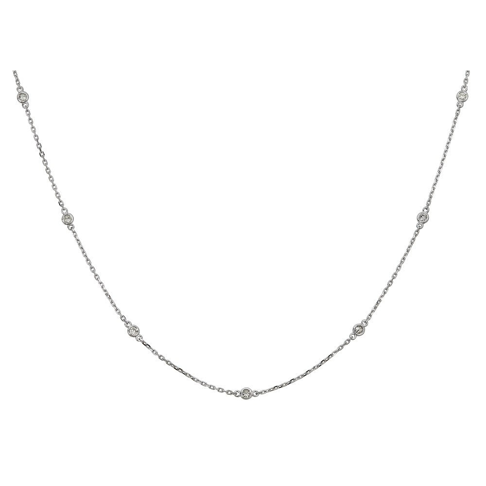 14KT 0.50CT ROUND DIAMONDS BY THE YARD NECKLACE 18"-2 COLORS White