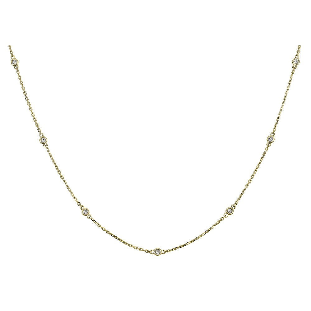 14KT 0.50CT ROUND DIAMONDS BY THE YARD NECKLACE 18"-2 COLORS Yellow