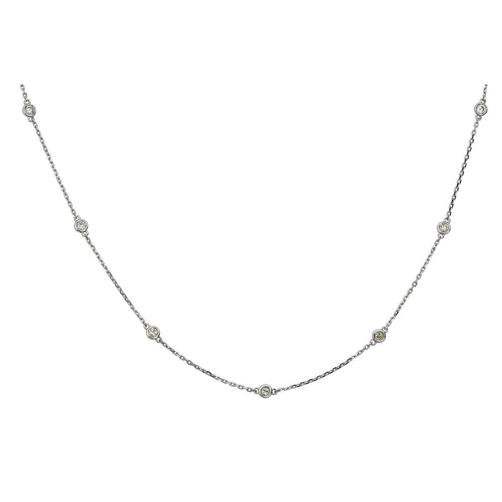 14KT 0.75CT ROUND DIAMONDS BY THE YARD NECKLACE 18"-2 COLORS White
