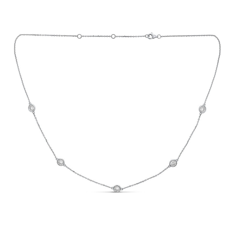14KT 2.00CT ROUND DIAMONDS BY THE YARD NECKLACE 18"-2 COLORS White,Yellow