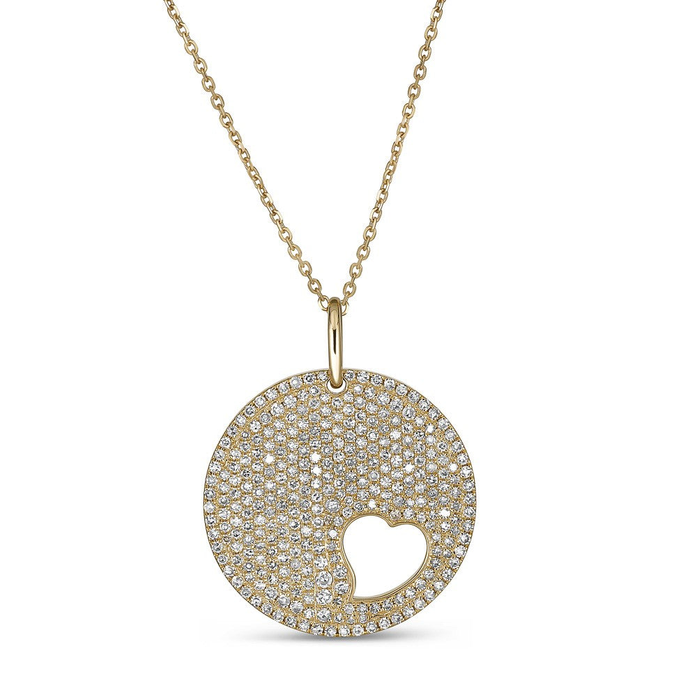 14kt Gold .95 ctw Pave Round Diamond Mommy & Me Circle Necklace Yellow