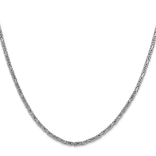14KT GOLD 2MM SOLID BYZANTINE CHAIN NECKLACE - 4 LENGTHS 16 Inch / White,18 Inch / White,20 Inch / White,24 Inch / White