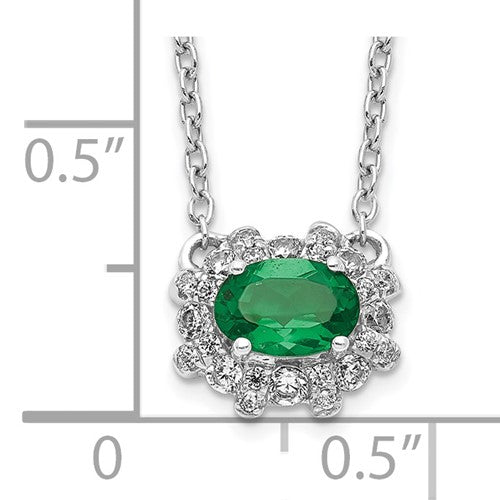 14KT WHITE GOLD DIAMOND AND EMERALD NECKLACE