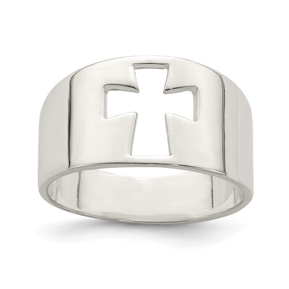 STERLING SILVER CROSS CUTOUT RING 4,4.5,5,5.5,6,6.5,7,7.5,8,8.5,9
