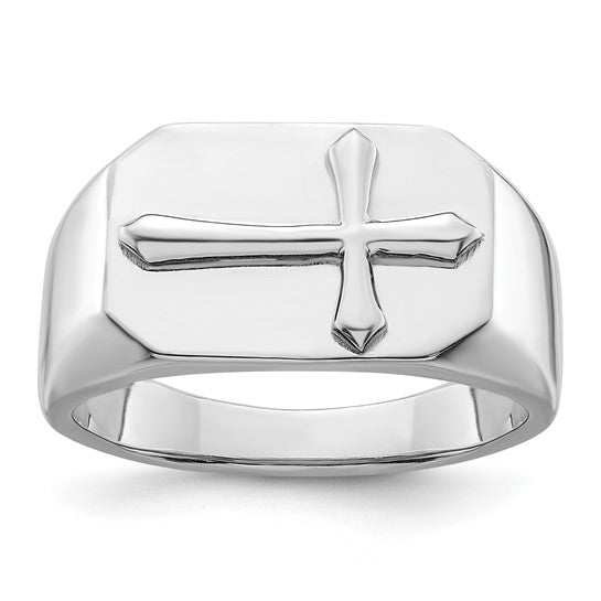 STERLING SILVER POLISHED CROSS RING 4,4.5,5,5.5,6,6.5,7,7.5,8,8.5,9