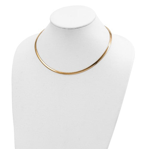 14KT TWO TONE 4MM REVERSIBLE OMEGA NECKLACE 16 Inch,18 Inch