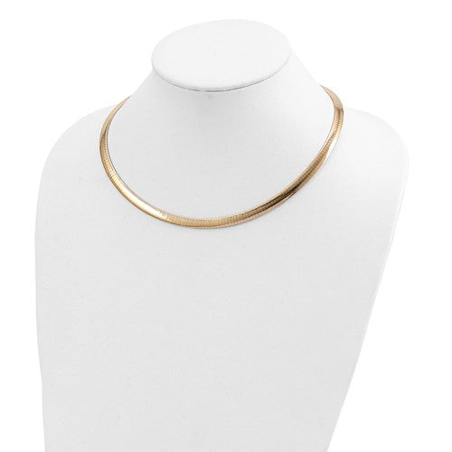 14KT TWO TONE 6MM REVERSIBLE OMEGA NECKLACE 16 in.,18 in.
