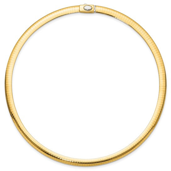 14KT TWO TONE 6MM REVERSIBLE OMEGA NECKLACE 16 in.,18 in.