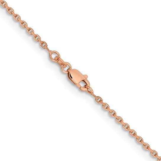 14KT ROSE GOLD 1.65MM DIAMOND CUT CABLE CHAIN NECKLACE - 4 LENGTHS 16 Inch,18 Inch,20 Inch,24 Inch