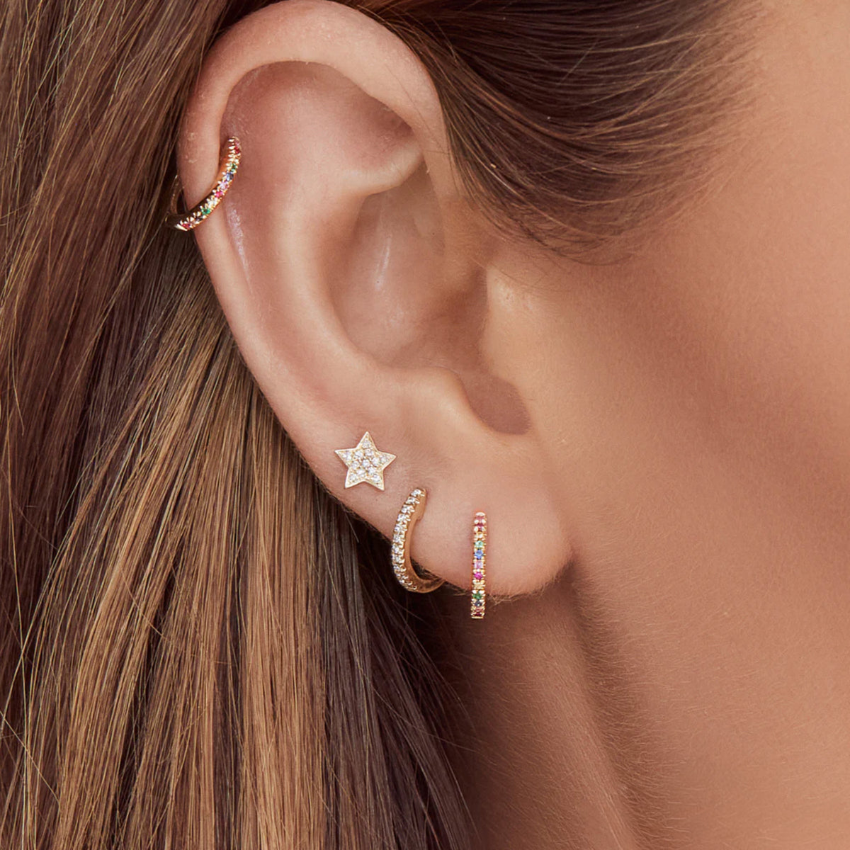 14kt Gold .07 ctw Diamond Huggie Hoop Earrings Yellow,White,Rose