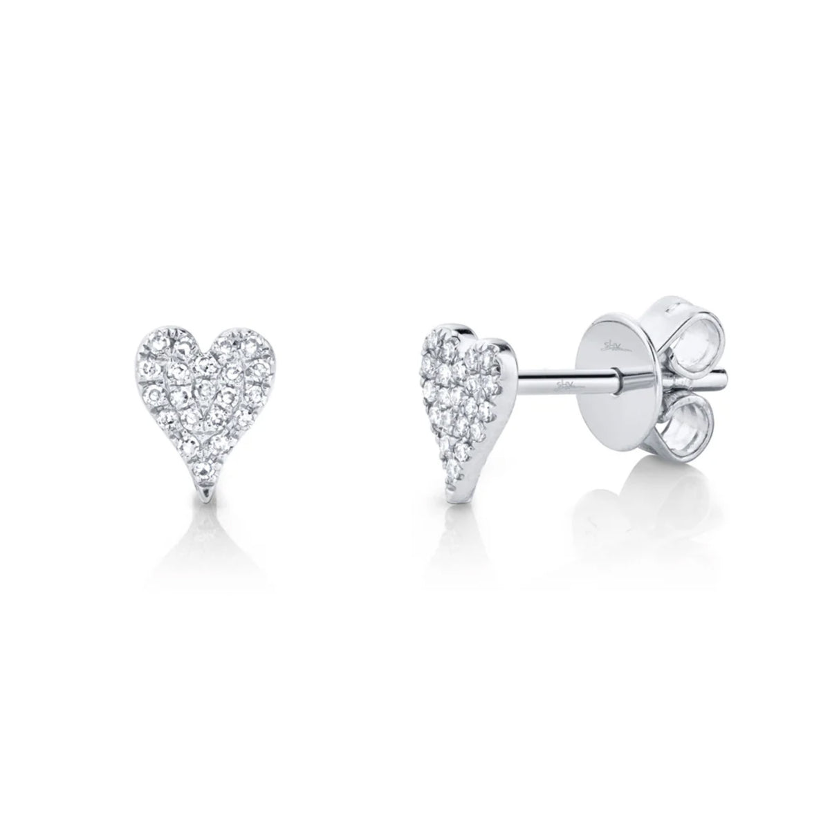 14kt Gold .10 ctw Diamond Pave Heart Stud Earrings Gold,White,Rose gold