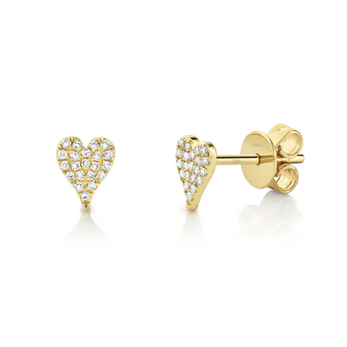 14kt Gold .10 ctw Diamond Pave Heart Stud Earrings Gold,White,Rose gold
