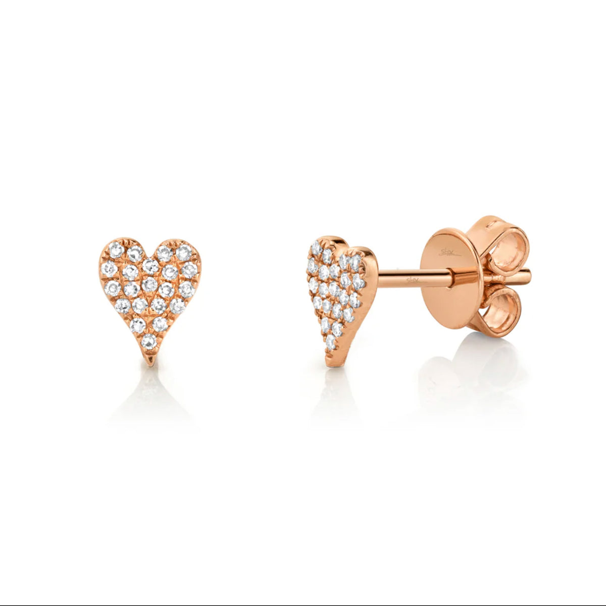 14kt Gold .10 ctw Diamond Pave Heart Stud Earrings Gold,White,Rose gold