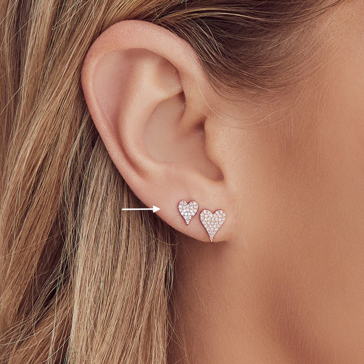 14kt Gold .10 ctw Diamond Pave Heart Stud Earrings Gold,White,Rose gold