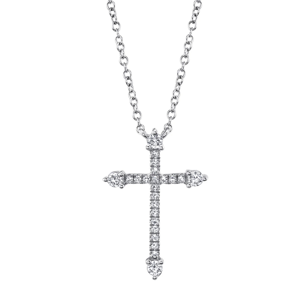 14kt Gold .17 ctw Diamond Cross Necklace White,Gold