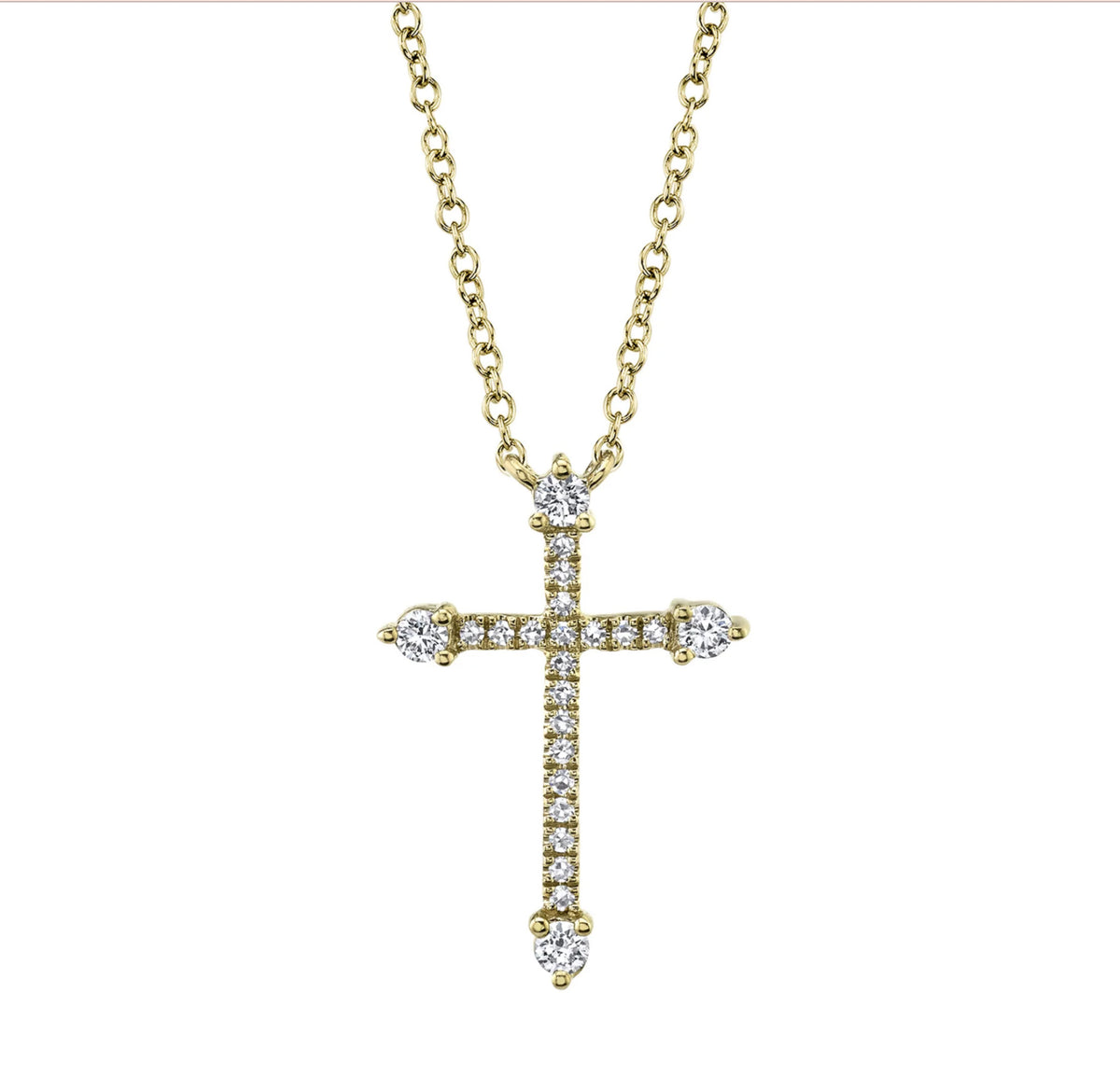 14kt Gold .17 ctw Diamond Cross Necklace White,Gold