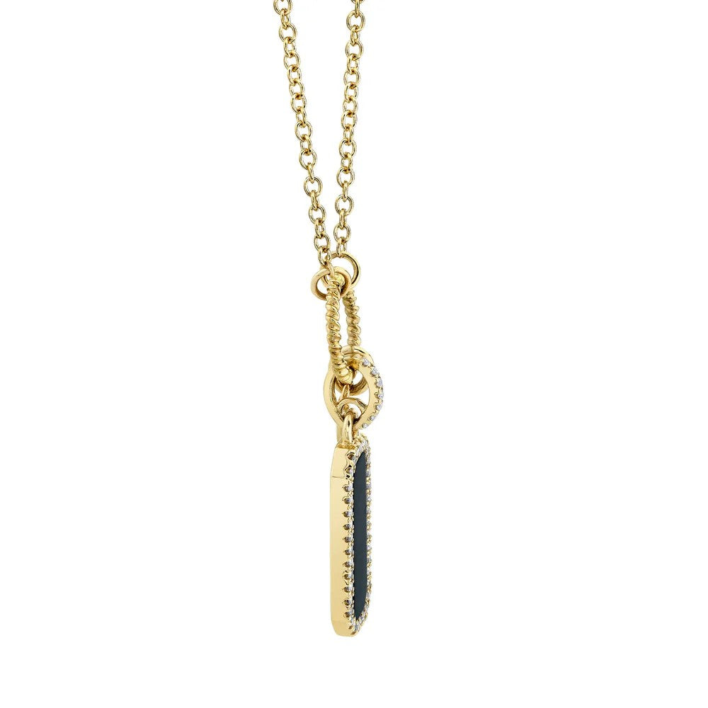 14kt Yellow Gold Onyx Dog Tag Necklace