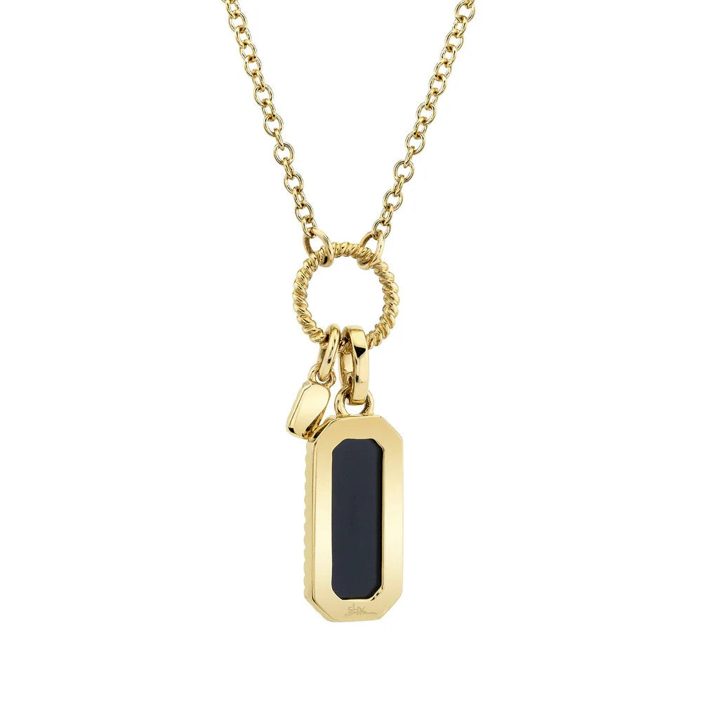 14kt Yellow Gold Onyx Dog Tag Necklace