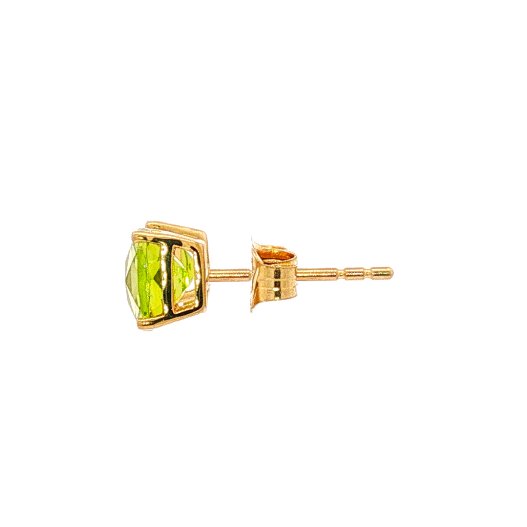 14kt Yellow Gold 2.01 ctw Cushion-Cut Peridot Stud Earrings