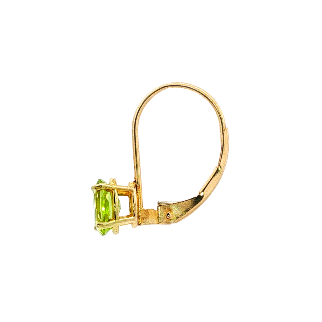 14kt Yellow Gold 6x4mm Oval Peridot Leverback Earrings