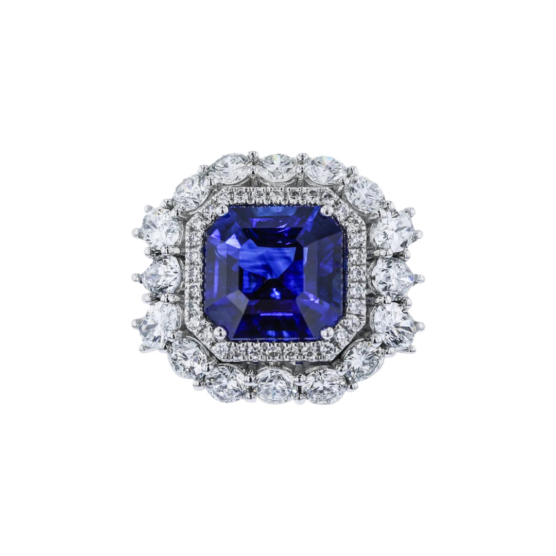 Juleve Platinum 7.28ct Sapphire & 3.38 ctw Diamond Ring 5.5,6,6.5,7,7.5