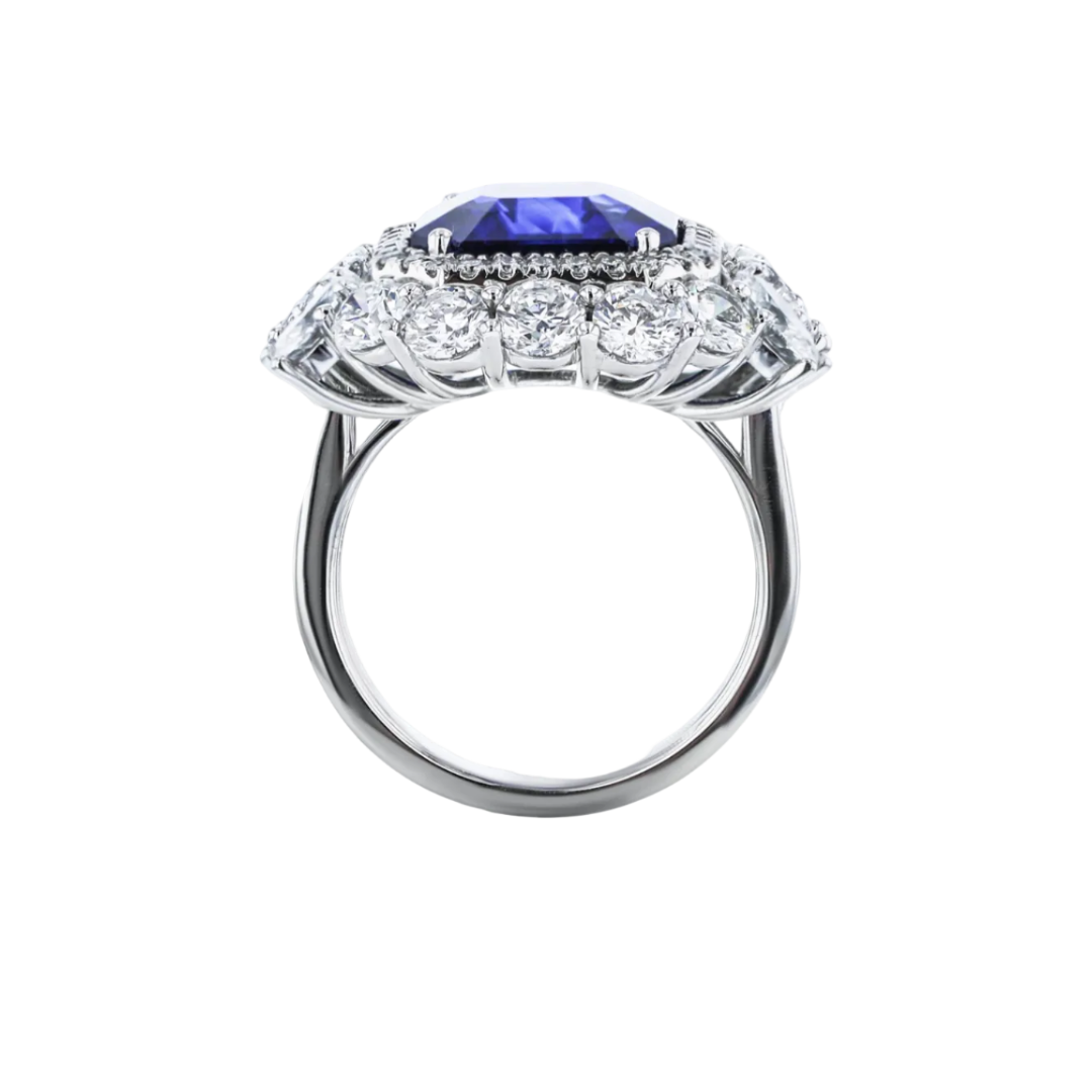 Juleve Platinum 7.28ct Sapphire & 3.38 ctw Diamond Ring 5.5,6,6.5,7,7.5