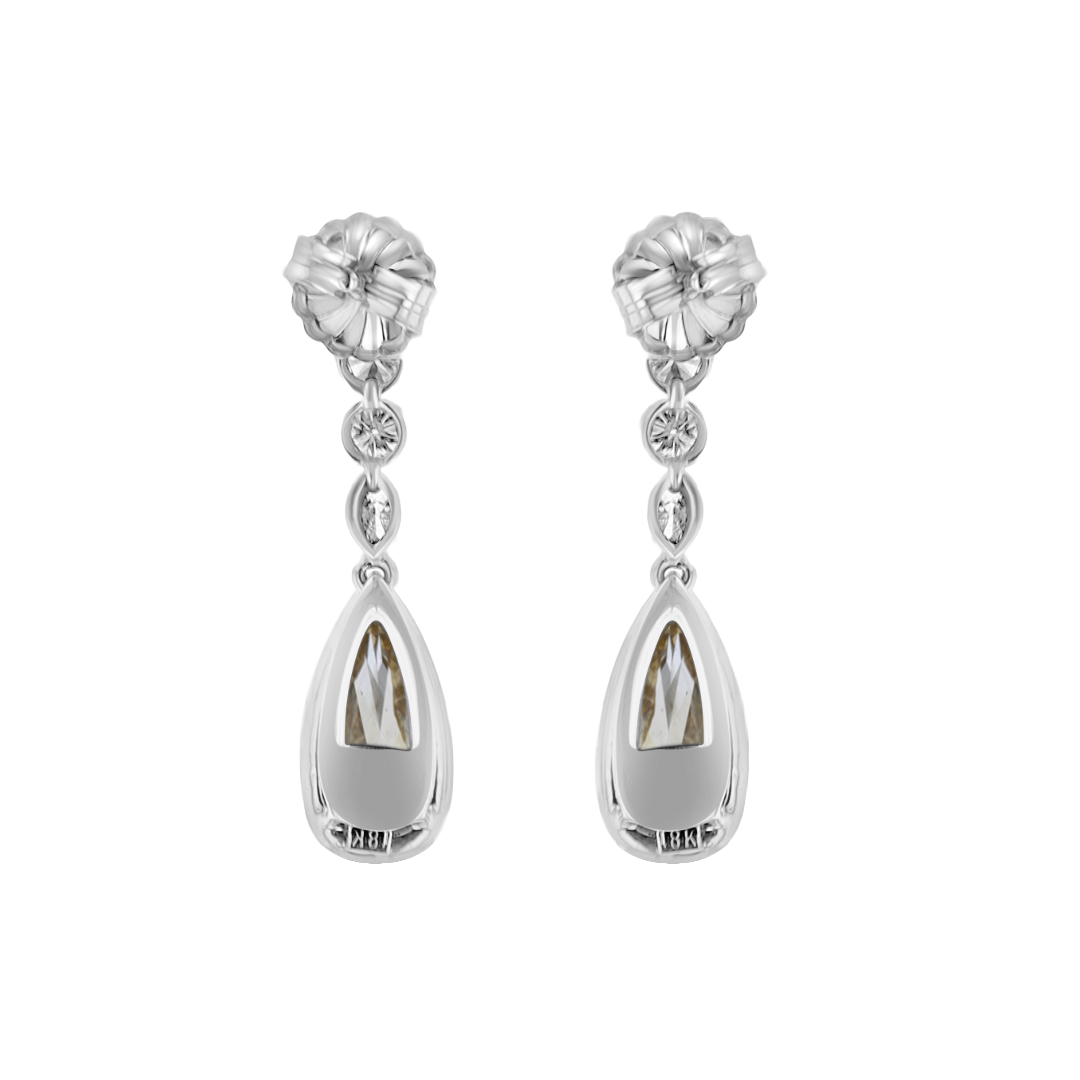 18kt White Gold 2.93 ctw Diamond Halo Drop Earrings