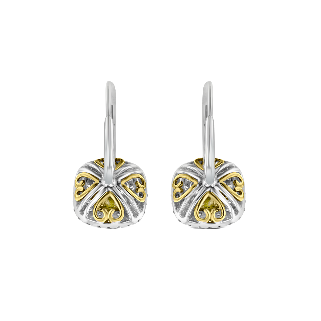 18kt White & Yellow Gold 1.47 ctw Yellow & 1.02 ctw Diamond Earrings