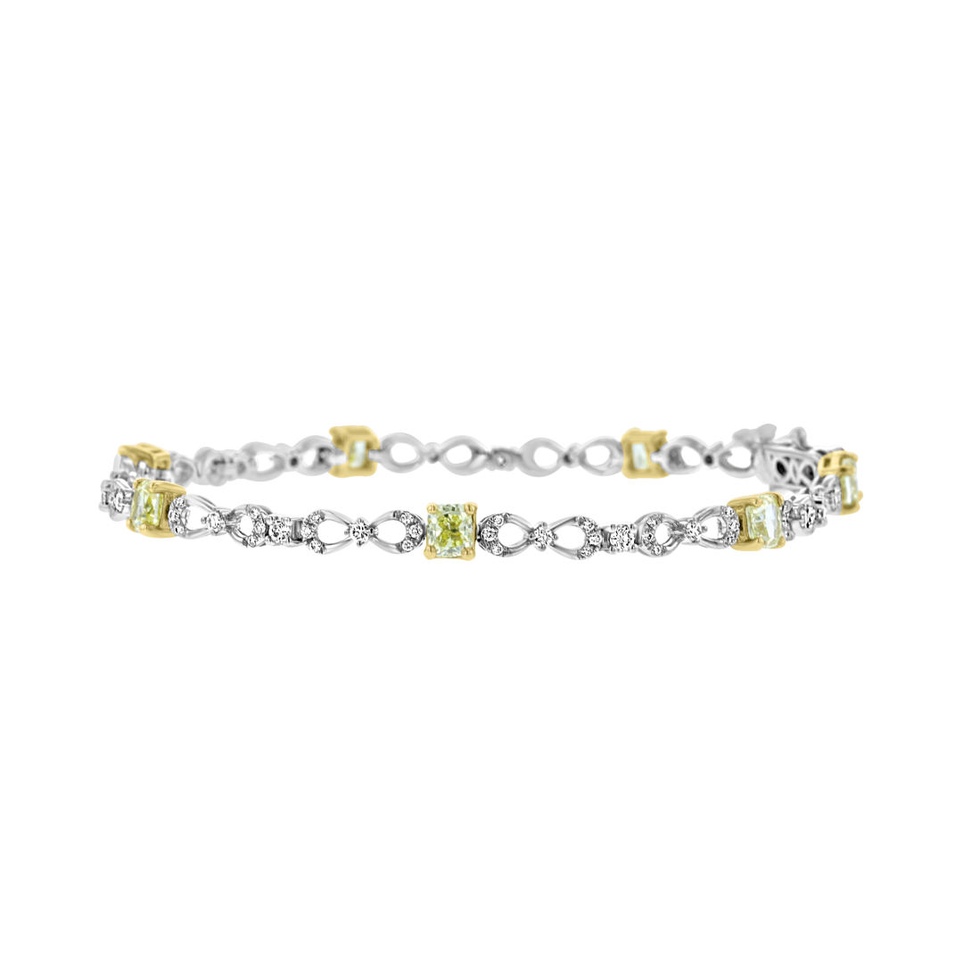 14kt White Gold 2.35 ctw Yellow & .85 ctw Diamond Bracelet