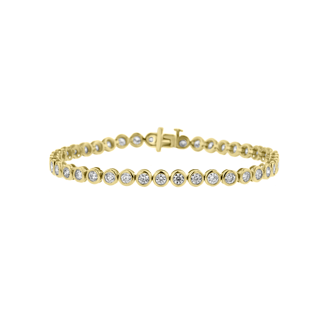 18kt Yellow Gold 3.99 ct Diamond Bezel Bracelet 7 inch