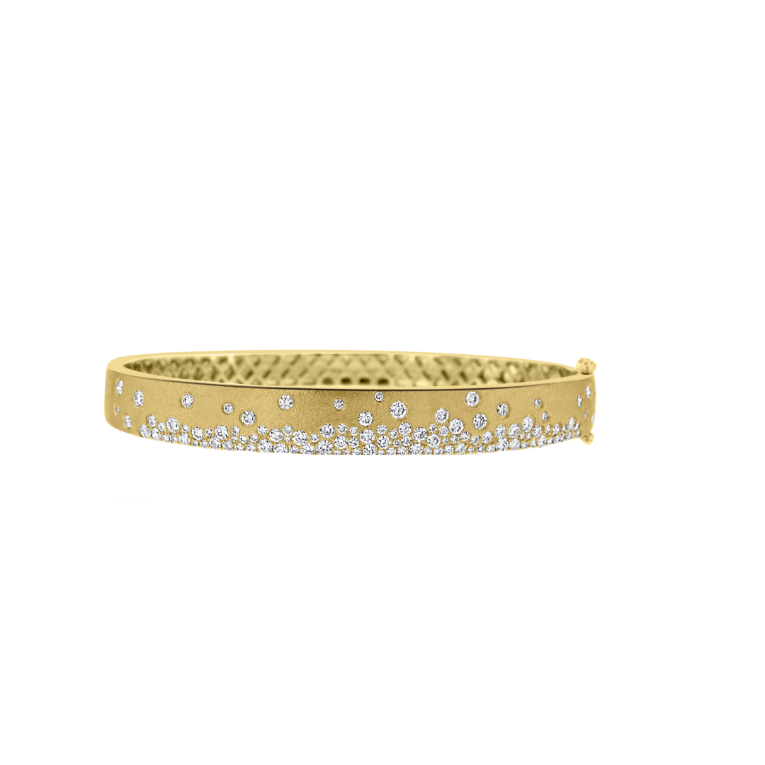 14kt Yellow Gold 1.88 ctw Diamond Satin Bangle Bracelet
