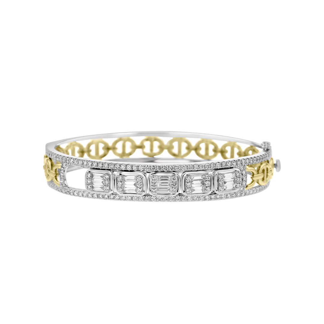 18kt Yellow & White Gold 2.79 ct Diamond Slide Bangle Bracelet