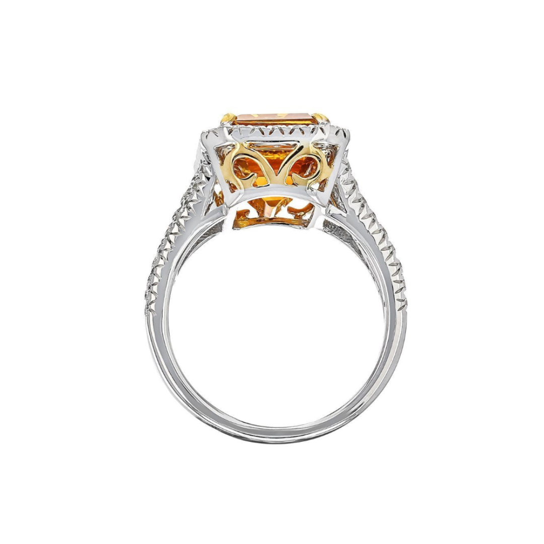Juleve 18kt White Gold 8.41 ct Golden Sapphire & .87 ctw Diamond Halo Ring 5.5,6,6.5,7,7.5,8