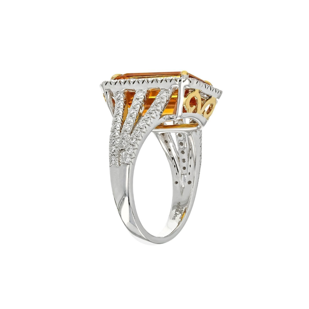 Juleve 18kt White Gold 8.41 ct Golden Sapphire & .87 ctw Diamond Halo Ring 5.5,6,6.5,7,7.5,8