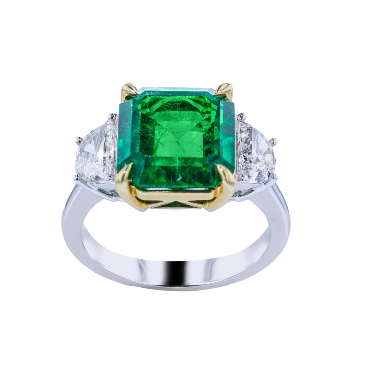 Juleve 18kt White & Yellow Gold 5.19 ct Emerald & 0.95 ctw Diamond Ring 5.5,6,6.5,7,7.5