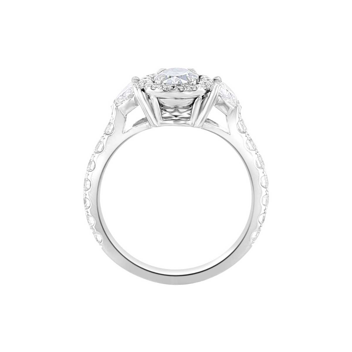 JULEVE PLATINUM 2.12 CTW FANCY BLUE-GREEN DIAMOND 3 STONE HALO RING 4,4.5,5,5.5,6,6.5,7,7.5,8,8.5,9