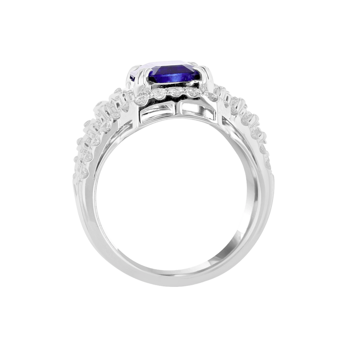 Juleve 18kt White Gold 4.66 ct Sapphire & 2.27 ctw Diamond Ring 6,6.5,7