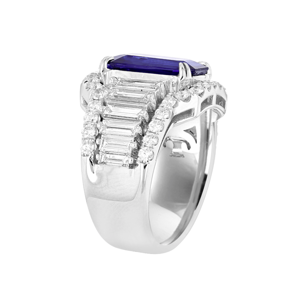 Juleve 18kt White Gold 4.66 ct Sapphire & 2.27 ctw Diamond Ring 6,6.5,7