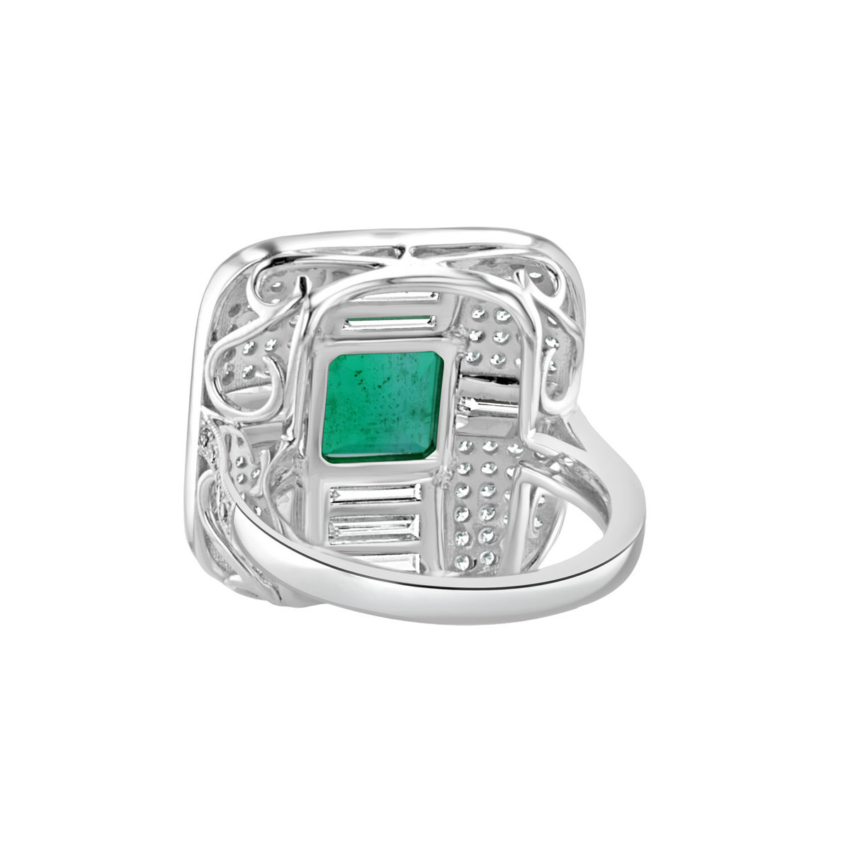 Juleve 18kt White Gold 2.33 ct Emerald & 2.32 ctw Diamond Ring 5.5,6,6.5,7,7.5