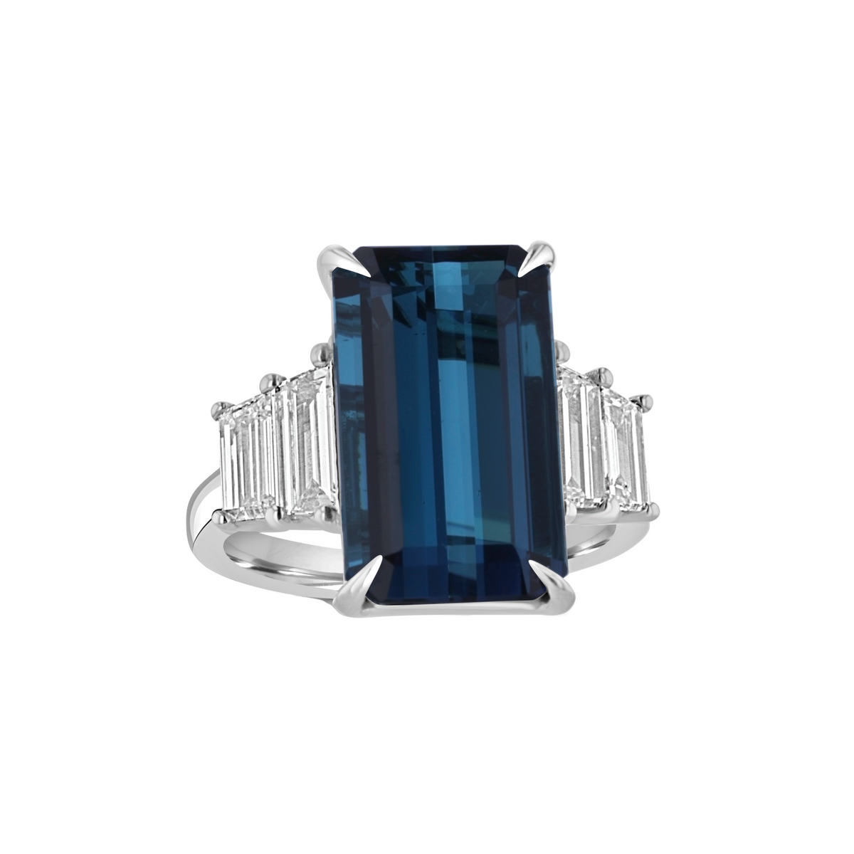 Juleve 18kt White Gold 8.08 ct Indicolite & 1.42 ctw Diamond Ring