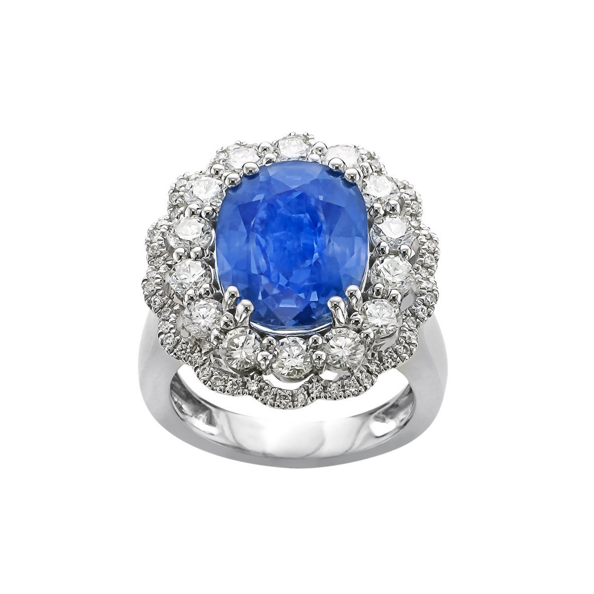 Juleve 18kt White Gold 10.89 ct Sapphire & 1.83 ctw Diamond Ring