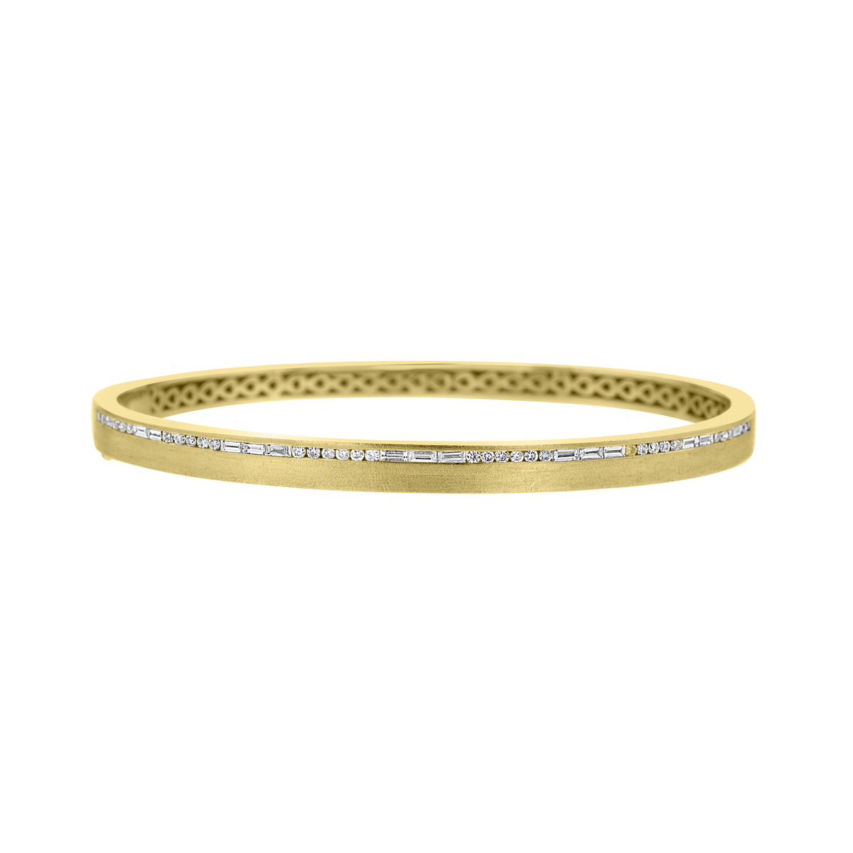 14kt Yellow Gold  0.62 ctw Diamond Satin Bangle Bracelet