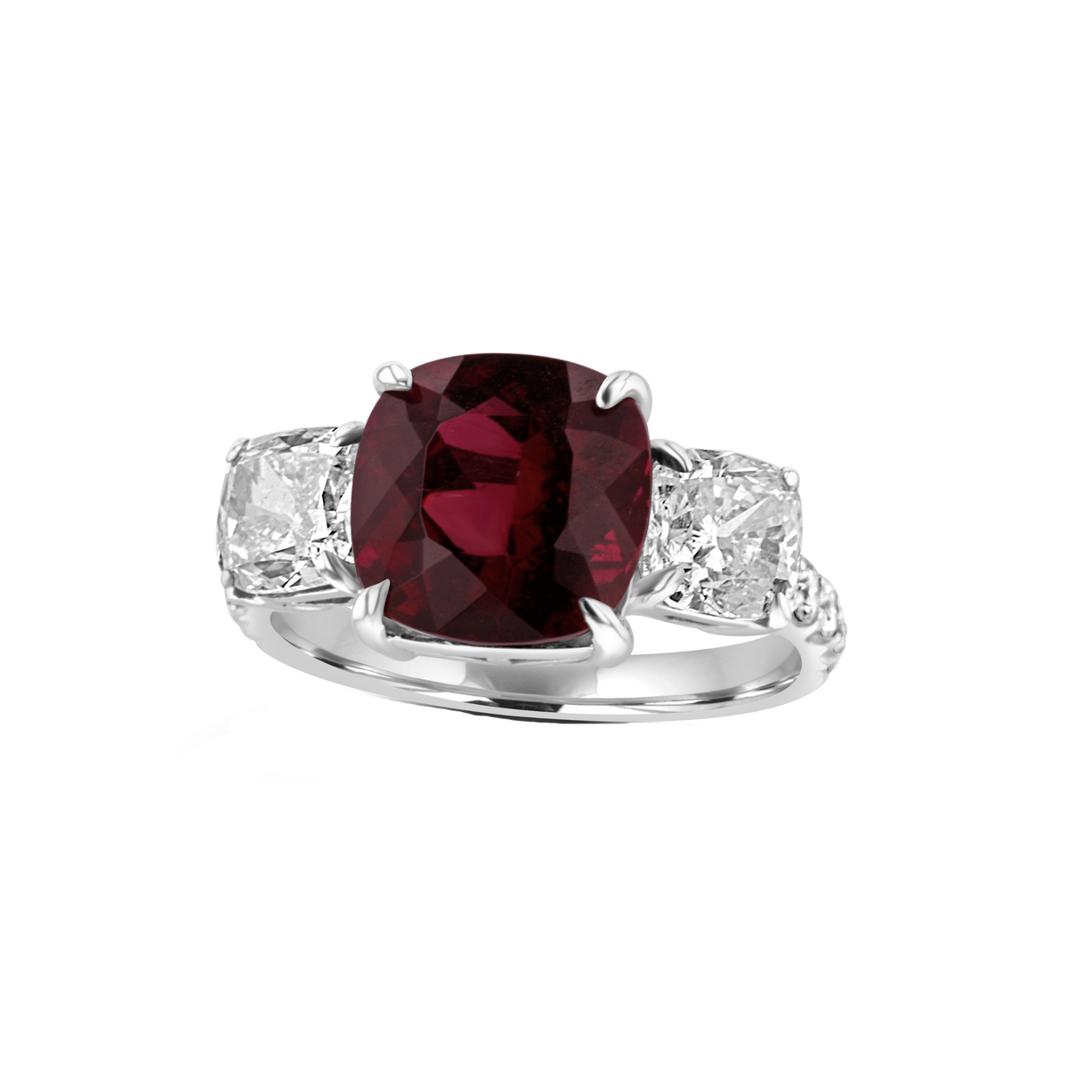 Juleve 18kt White Gold 4.21 ct Rubellite & 2.32 ctw Diamond Ring 6,6.5,7