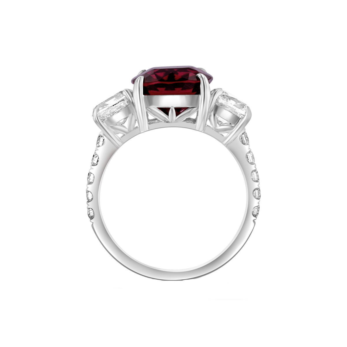 Juleve 18kt White Gold 4.21 ct Rubellite & 2.32 ctw Diamond Ring 6,6.5,7