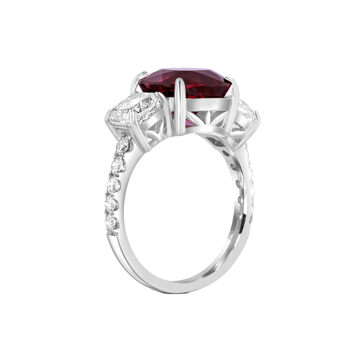 Juleve 18kt White Gold 4.21 ct Rubellite & 2.32 ctw Diamond Ring 6,6.5,7
